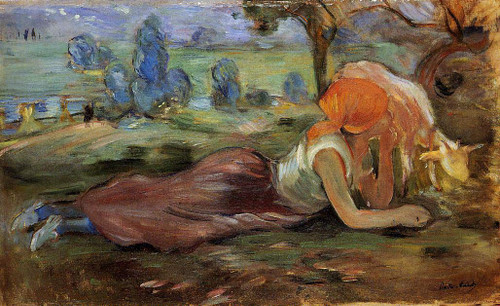 Shepherdess Laying Down By Berthe Morisot