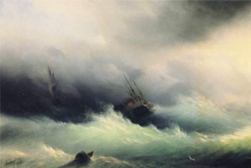 Ships In A Storm By Ivan Constantinovich Aivazovsky By Ivan Constantinovich Aivazovsky