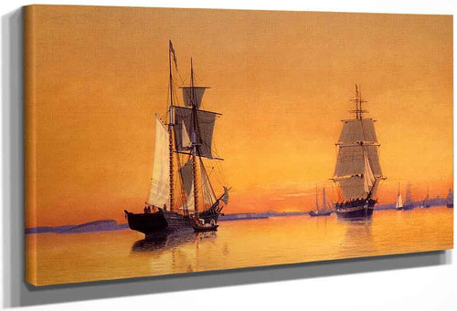 Ships In Boston Harbor At Twilight By William Bradford By William Bradford