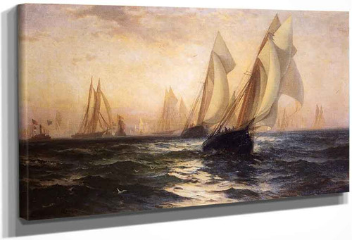 Ships In Harbor By Edward Moran