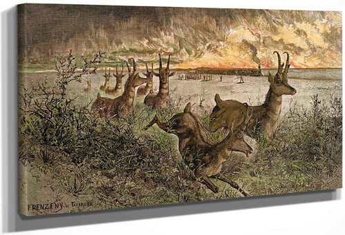 Shooting Antelopes From A Railroad Train In Colorado By Jules Tavernier