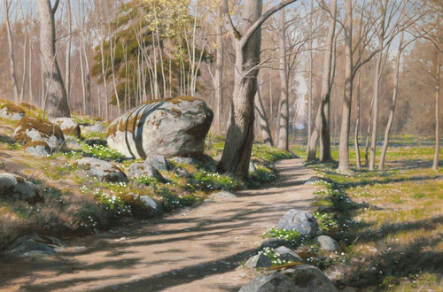 Spring Landscape With Anemones By Johan Krouthen