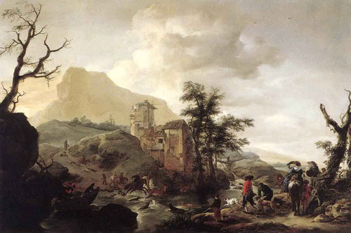 Stag Hunt In A River By Philips Wouwerman Dutch 1619 1668 Stag Hunt In A River By Philips Wouwerman Dutch 1619 1668