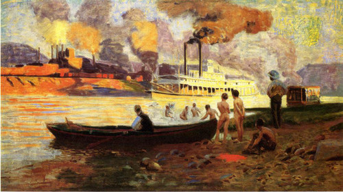 Steamboat On The Ohio By Thomas P. Anshutz