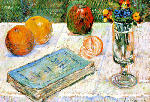 Still Life With A Book And Oranges By Paul Signac