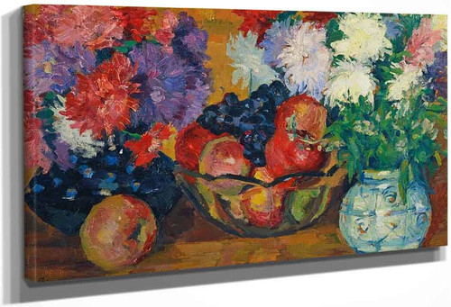 Still Life With Asters, Apples And Grapes By Giovanni Giacometti By Giovanni Giacometti