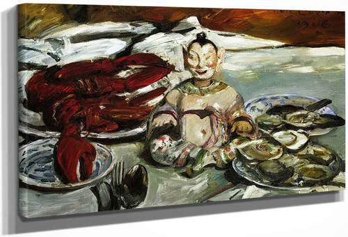 Still Life With Buddha, Lobsters And Oysters By Lovis Corinth By Lovis Corinth
