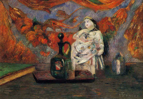 Still Life With Carafe And Ceramic Figure By Paul Gauguin