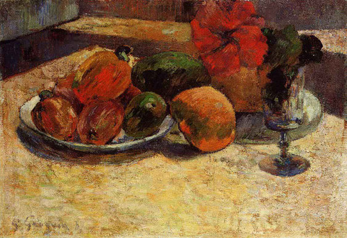 Still Life With Mangoes And Hisbiscus By Paul Gauguin