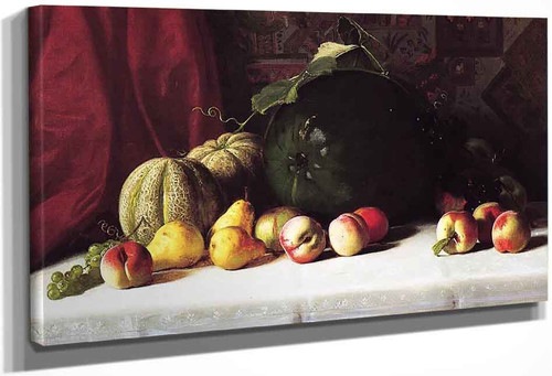 Still Life With Melons, Pears And Apples By George Hetzel