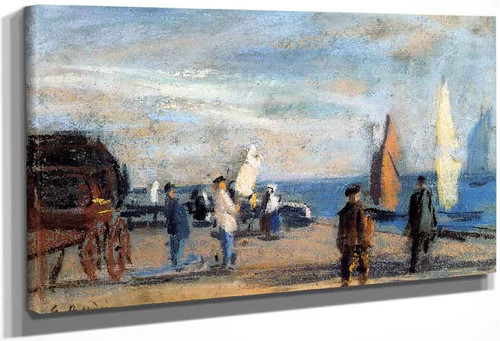 Strollers And Fishermen By The Outer Harbor By Eugene Louis Boudin