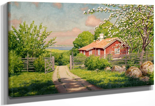 Summer Idyll With Blooming Fruit Tree By Johan Krouthen