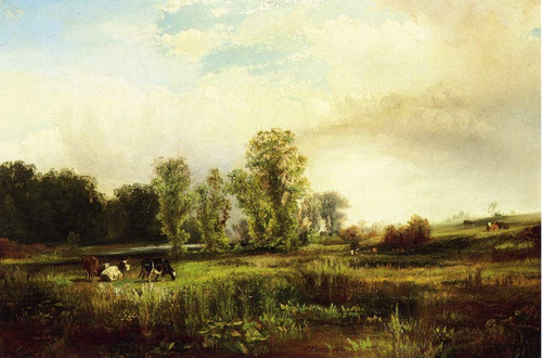 Summer Landscape With Cows By Thomas Moran