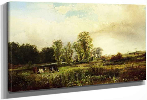 Summer Landscape With Cows By Thomas Moran