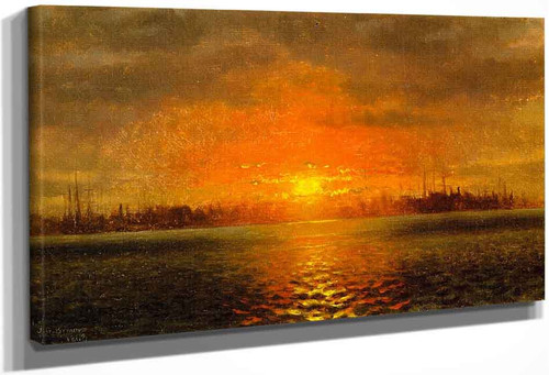 Sunset, New York Harbor By John George Brown By John George Brown