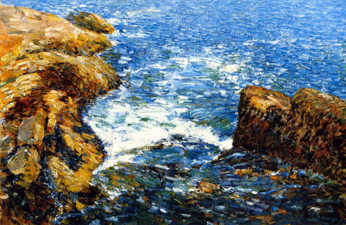 Surf And Rocks By Frederick Childe Hassam Surf And Rocks By Frederick Childe Hassam