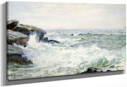 Surf Breaking On Rocks By William Trost Richards By William Trost Richards