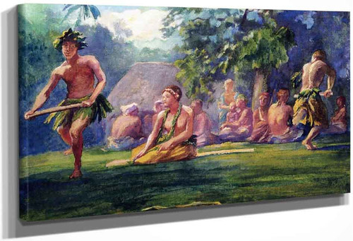 Taupo And Attendants Dancing In Open Air, Iva In Savaii, Samoa By John La Farge By John La Farge