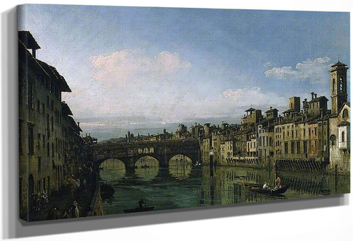 The Arno In Florence With The Ponte Vecchio By Bernardo Bellotto