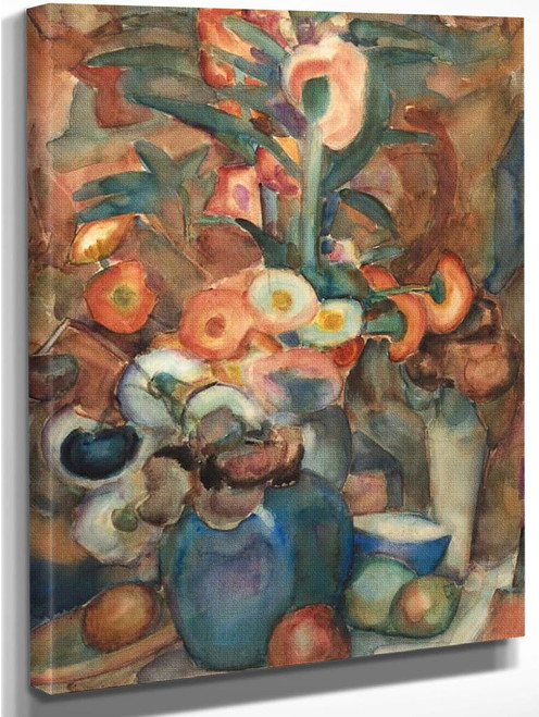 A Still Life With Flowers In A Vase, Fruits And Bowls By Leo Gestel