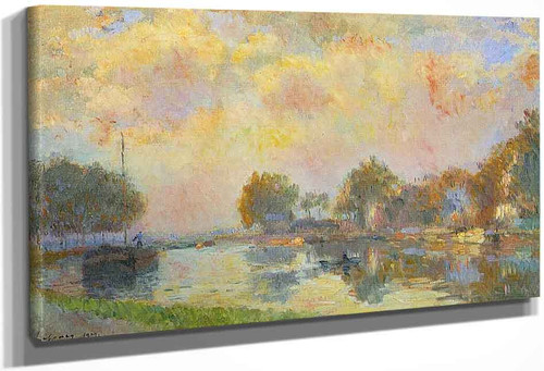 The Banks Of The Canal At Charenton, Sunny Autumn Afternoon By Albert Lebourg By Albert Lebourg