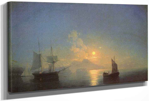 The Bay Of Naples By Moonlight. By Ivan Constantinovich Aivazovsky By Ivan Constantinovich Aivazovsky