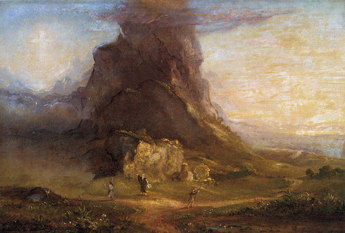The Cross And The World Study For 'Two Youths Enter Upon A Pilgrimage One To Cross The Other To The World By Thomas Cole By Thomas Cole