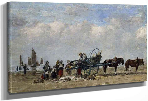 The Fish Cart, Berck By Eugene Louis Boudin