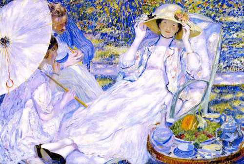 The Hour Of Tea By Frederick Carl Frieseke By Frederick Carl Frieseke