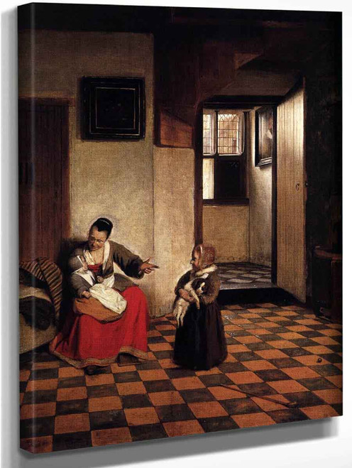 A Woman With A Baby In Her Lap, And A Small Child By Pieter De Hooch