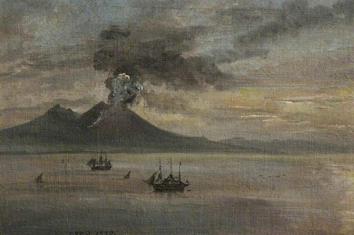 The Neapolitan Coast With Vesuvius In Eruption By Johan Christian Dahl By Johan Christian Dahl