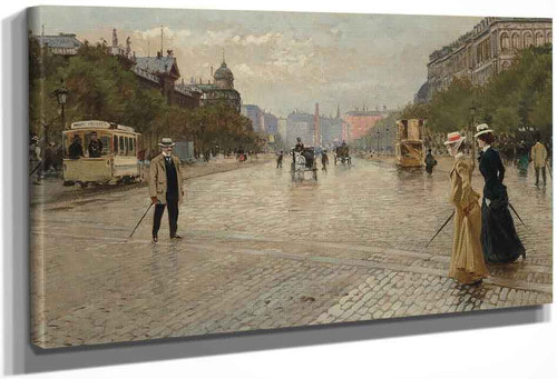 The Passage Of Vesterbro With A View Of The Frihedsstotten, Copenhagen By Paul Gustave Fischer By Paul Gustave Fischer