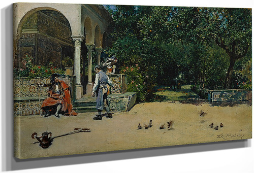 The Pavilion Of Carlos V In The Gardens Of The Alcazar Of Seville By Raimundo De Madrazo Y Garreta