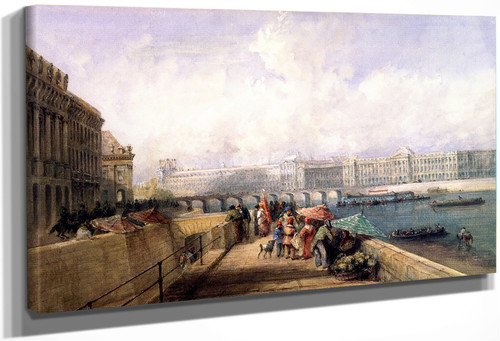 The Pont Des Arts With The Louvre And Tuileries From The Quai Conti By David Cox By David Cox