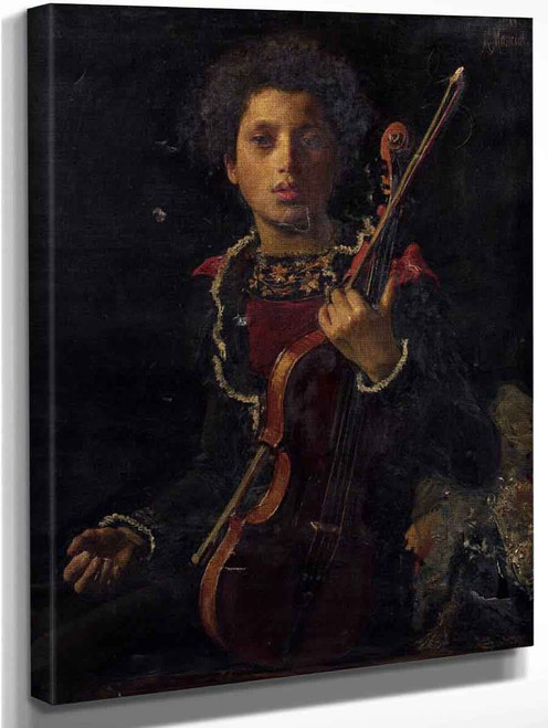 A Young Violinist By Antonio Mancini