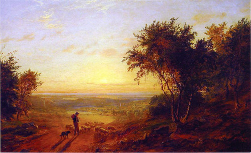 The Return Home Landscape With Shepherd And Sheep By Jasper Francis Cropsey By Jasper Francis Cropsey