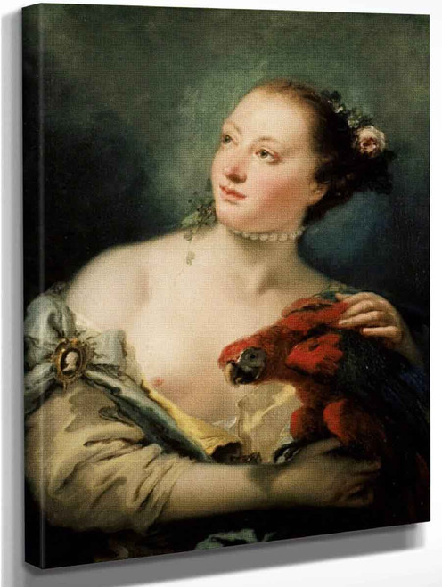 A Young Woman With A Macaw By Giovanni Battista Tiepolo