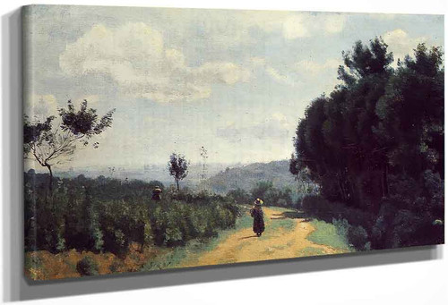 The Severes Hills Le Chemin Troyon By Jean Baptiste Camille Corot