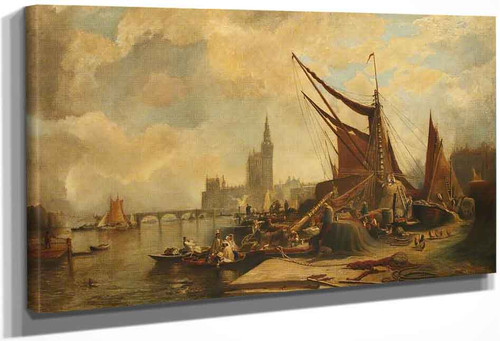 The Thames At Westminster By Samuel Bough