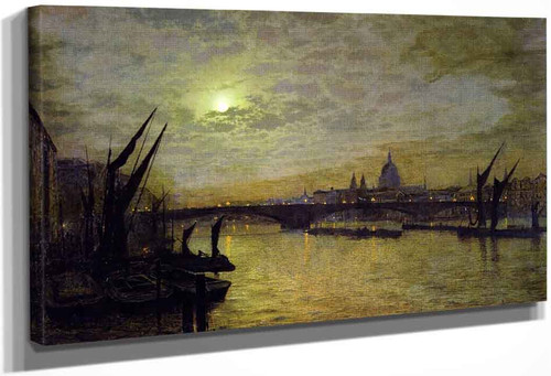 The Thames By Moonlight With Southwark Bridtt By John Atkinson Grimshaw By John Atkinson Grimshaw