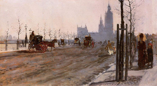 The Victoria Embankment, London By Giuseppe De Nittis By Giuseppe De Nittis