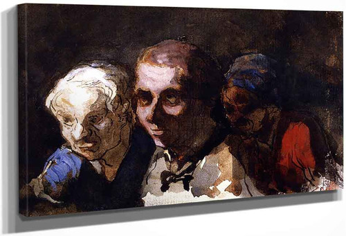 Three Spectators By Honore Daumier