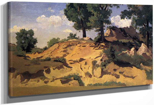 Trees And Rocks At La Serpentara By Jean Baptiste Camille Corot
