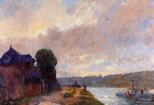 Tugboat On The Seine Downstream From Rouen By Albert Lebourg By Albert Lebourg