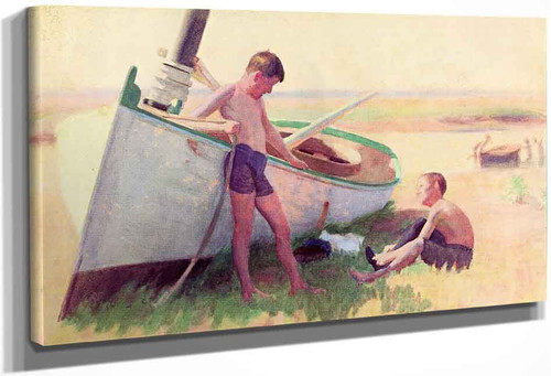 Two Boys By A Boat Near Cape May By Thomas P. Anshutz