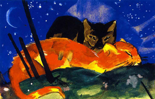 Two Cats By Franz Marc By Franz Marc