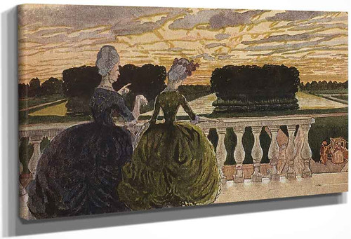 Two Ladies On The Terrace By Konstantin Somov