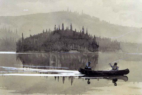 Two Men In A Canoe By Winslow Homer