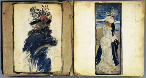 Two Pages From The Boston Water Color Sketchbook By Maurice Prendergast