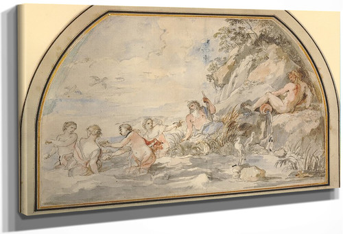Two River Gods Observing A Group Of Four Naiads Standing In Water By Charles Joseph Natoire By Charles Joseph Natoire